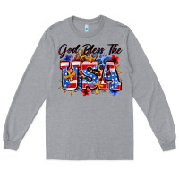 Heather Grey god bless the usa Long Sleeve Tee - Zillion Design Studio