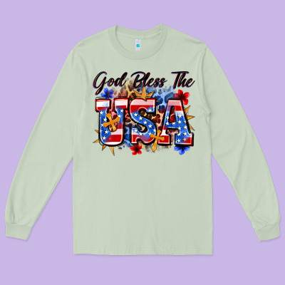 God Bless The Usa Long Sleeve Tee Designed By Zillion Design Studio
