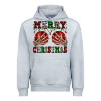Heather Grey Merry Christmas skeleton hands boobs Urban Hoodie - NancyCooperArtShop