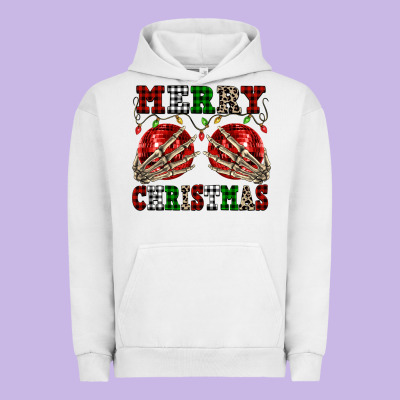 Merry Christmas Skeleton Hands Boobs Urban Hoodie Designed By Nancycooperartshop