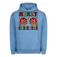 Pigment Pebble Blue Merry Christmas skeleton hands boobs Urban Hoodie - NancyCooperArtShop