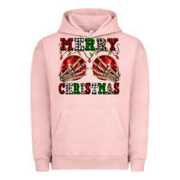 Pigment Salmon Merry Christmas skeleton hands boobs Urban Hoodie - NancyCooperArtShop