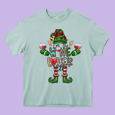I'm The Wine Lover Elf Heavy Core Tee Designed By Cowhidedigitalart