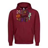 Burgundy Brews And Boos Zipper Hoodie - CowhideDigitalArt