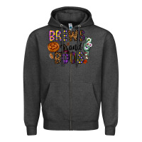 Charcoal Heather Brews And Boos Zipper Hoodie - CowhideDigitalArt