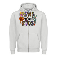 Dove Grey Brews And Boos Zipper Hoodie - CowhideDigitalArt