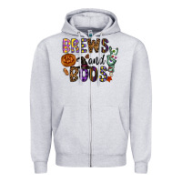 Heather Grey Brews And Boos Zipper Hoodie - CowhideDigitalArt