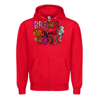 Red Brews And Boos Zipper Hoodie - CowhideDigitalArt
