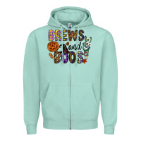 Seafoam Brews And Boos Zipper Hoodie - CowhideDigitalArt