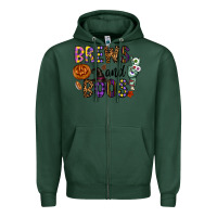 Sports Green Brews And Boos Zipper Hoodie - CowhideDigitalArt