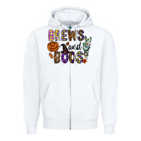 White Brews And Boos Zipper Hoodie - CowhideDigitalArt