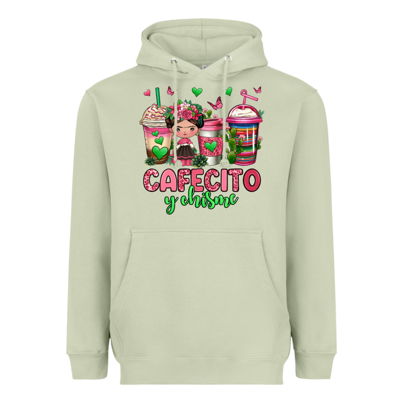 Cafecito Y Chisme Coffee Cups Heavyweight Hoodie by Jasminsmagicworld | Teevron