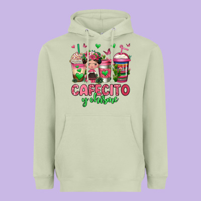 Cafecito Y Chisme Coffee Cups Heavyweight Hoodie Designed By Jasminsmagicworld