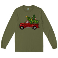 Army Green christmas trees with truck Long Sleeve Tee - RanaPortraitStore