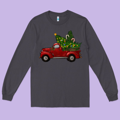 Christmas Trees With Truck Long Sleeve Tee Designed By Ranaportraitstore
