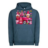 Pigment Midnight Navy Pink christmas gnomes truck Urban Hoodie - NancyCooperArtShop