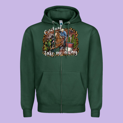 Cowboy Take Me Away Zipper Hoodie Designed By Sublimationcraftshop