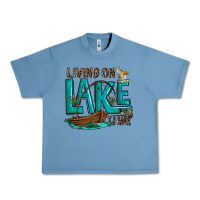 Pebble Blue living on lake time Urban Heavy Tee - texasbilliewilder