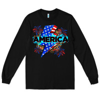 Black America with lightning bolt Long Sleeve Tee - Zillion Design Studio