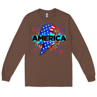 Chestnut America with lightning bolt Long Sleeve Tee - Zillion Design Studio