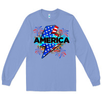 Colony Blue America with lightning bolt Long Sleeve Tee - Zillion Design Studio