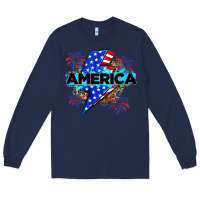 Navy America with lightning bolt Long Sleeve Tee - Zillion Design Studio