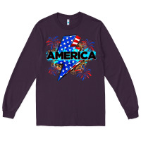 Plum America with lightning bolt Long Sleeve Tee - Zillion Design Studio