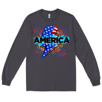 Smoke America with lightning bolt Long Sleeve Tee - Zillion Design Studio
