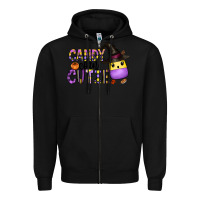 Black Candy Corn Cutie Zipper Hoodie - CowhideDigitalArt