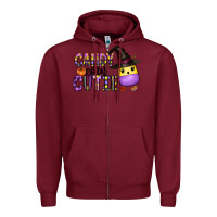 Burgundy Candy Corn Cutie Zipper Hoodie - CowhideDigitalArt
