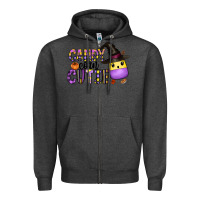Charcoal Heather Candy Corn Cutie Zipper Hoodie - CowhideDigitalArt