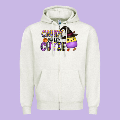 Candy Corn Cutie Zipper Hoodie Designed By Cowhidedigitalart