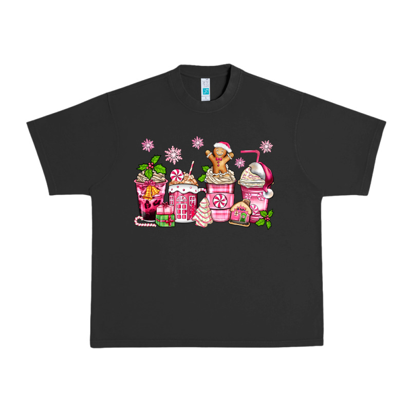 Pink Christmas Coffee Cups Urban Heavy Tee by Zillion Design Studio | Teevron