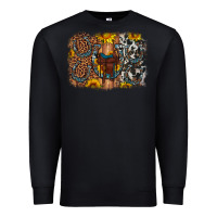 Black saddle sunflower horseshoe cowhide leopard background Premium Sweatshirt - Artiststas
