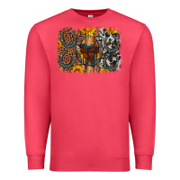 Cardinal saddle sunflower horseshoe cowhide leopard background Premium Sweatshirt - Artiststas