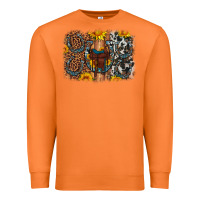 Carrot saddle sunflower horseshoe cowhide leopard background Premium Sweatshirt - Artiststas