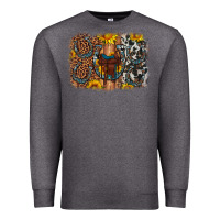 Charcoal Heather saddle sunflower horseshoe cowhide leopard background Premium Sweatshirt - Artiststas