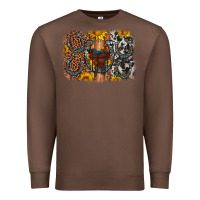 Chestnut saddle sunflower horseshoe cowhide leopard background Premium Sweatshirt - Artiststas