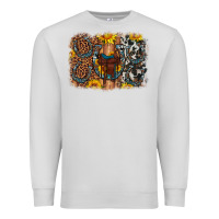 Dove Grey saddle sunflower horseshoe cowhide leopard background Premium Sweatshirt - Artiststas