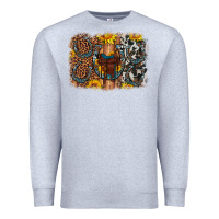Heather Grey saddle sunflower horseshoe cowhide leopard background Premium Sweatshirt - Artiststas