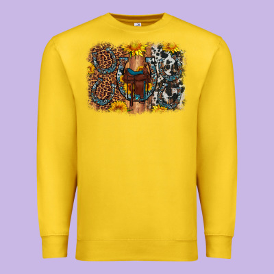 Saddle Sunflower Horseshoe Cowhide Leopard Background Premium Sweatshirt Designed By Artiststas