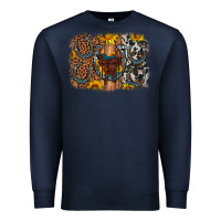 Navy saddle sunflower horseshoe cowhide leopard background Premium Sweatshirt - Artiststas