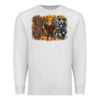 Oatmeal Heather saddle sunflower horseshoe cowhide leopard background Premium Sweatshirt - Artiststas