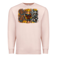 Pale Pink saddle sunflower horseshoe cowhide leopard background Premium Sweatshirt - Artiststas