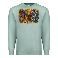 Seafoam saddle sunflower horseshoe cowhide leopard background Premium Sweatshirt - Artiststas