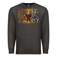 Smoke saddle sunflower horseshoe cowhide leopard background Premium Sweatshirt - Artiststas