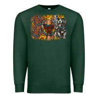 Sports Green saddle sunflower horseshoe cowhide leopard background Premium Sweatshirt - Artiststas