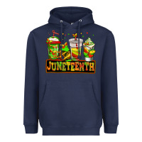 Navy juneteenth afro coffee cups Heavyweight Hoodie - Jasminsmagicworld