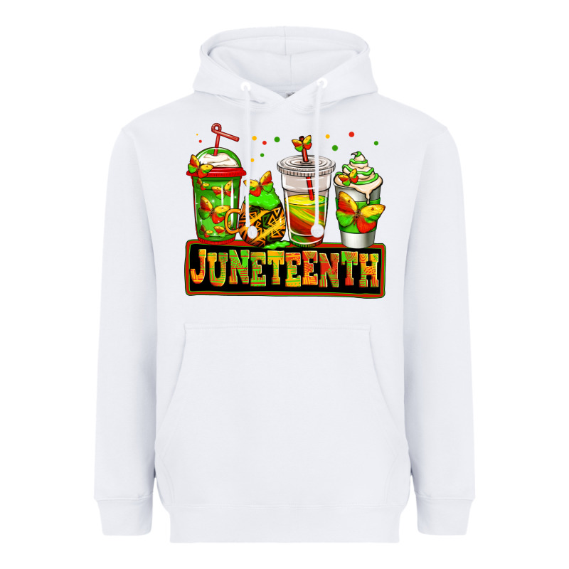 Juneteenth Afro Coffee Cups Heavyweight Hoodie by Jasminsmagicworld | Teevron