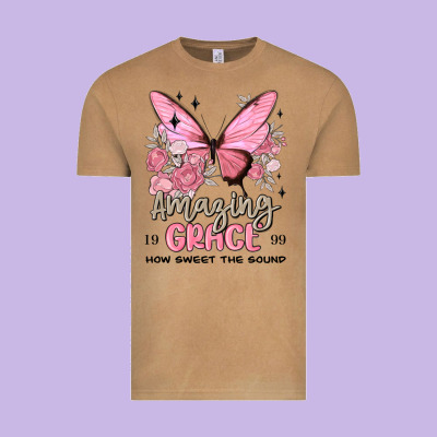 Vintage Tee amazing grace how sweet the sound butterfly